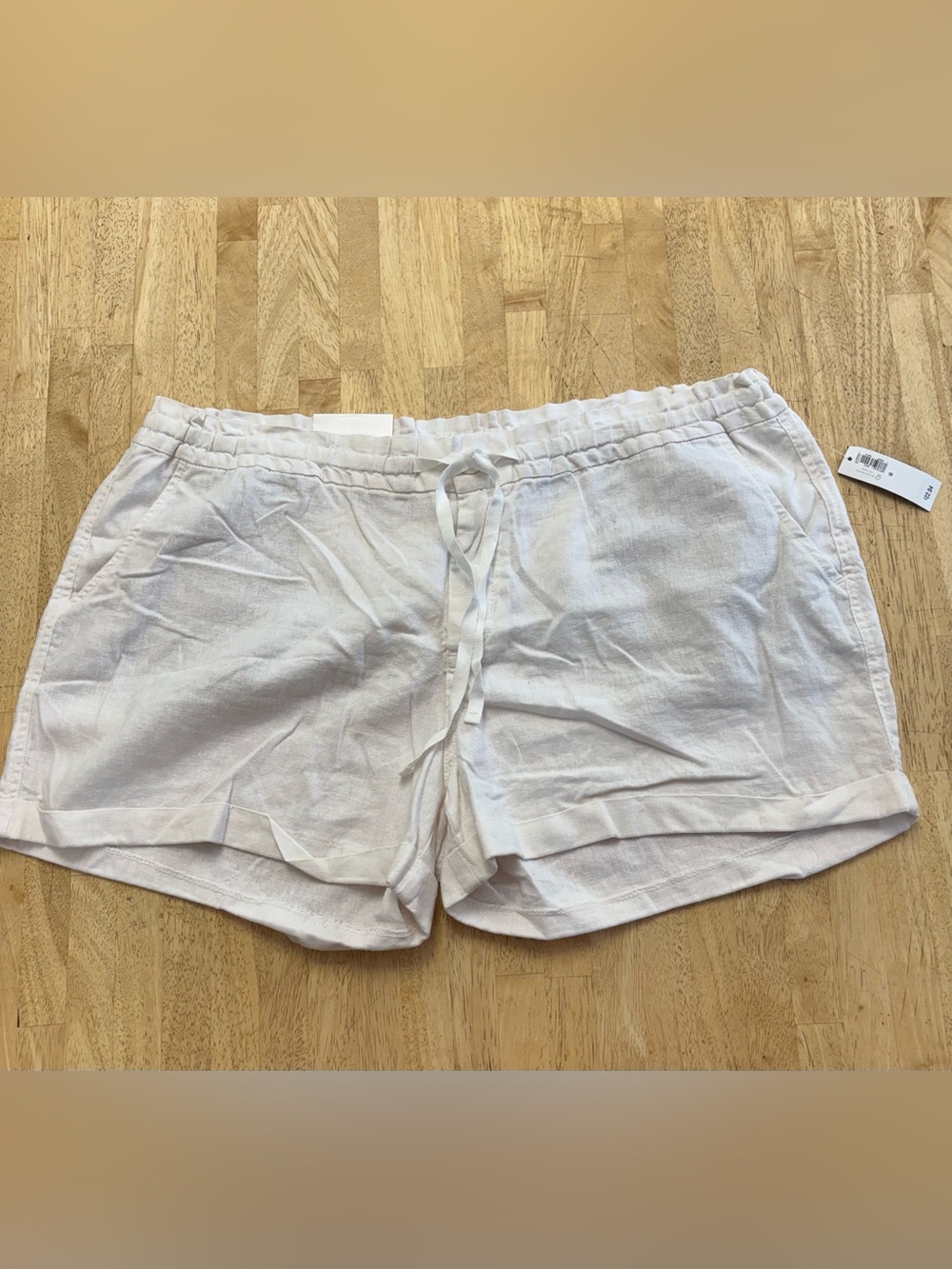 NWT Old Navy White Linen-Blend Drawstring Shorts